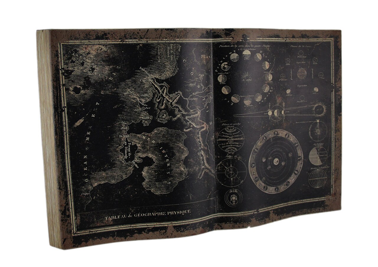 Faux Vintage Physical Geography Table Map Book Wall Hanging